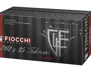 Fiocchi Ammunition 7.62x25mm Tokarev 85 Grain Full Metal Jacket Box of 50