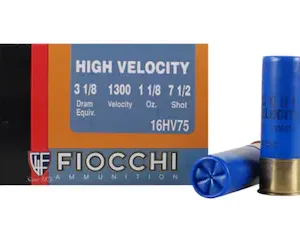 Fiocchi High Velocity Ammunition 16 Gauge 2-3/4" 1-1/8 oz #7-1/2 Chilled Lead Shot Box of 25