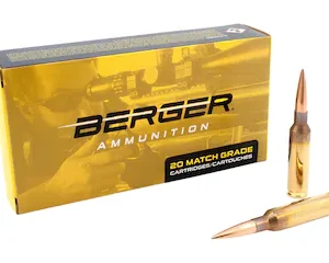 Berger Match Grade Ammunition 6.5 Creedmoor 153.5 Grain Hybrid Target Hollow Point Box of 20