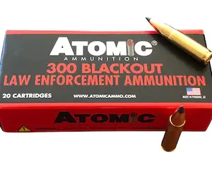 Atomic Tactical LE Ammunition 300 AAC Blackout 110 Grain Nosler Varmageddon Polymer Tip Spitzer Box of 20