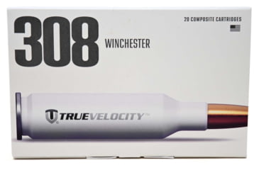 True Velocity Ammunition 308 Winchester 168 Grain Nosler Custom Competition Hollow Point Boat Tail Composite Case Box of 20